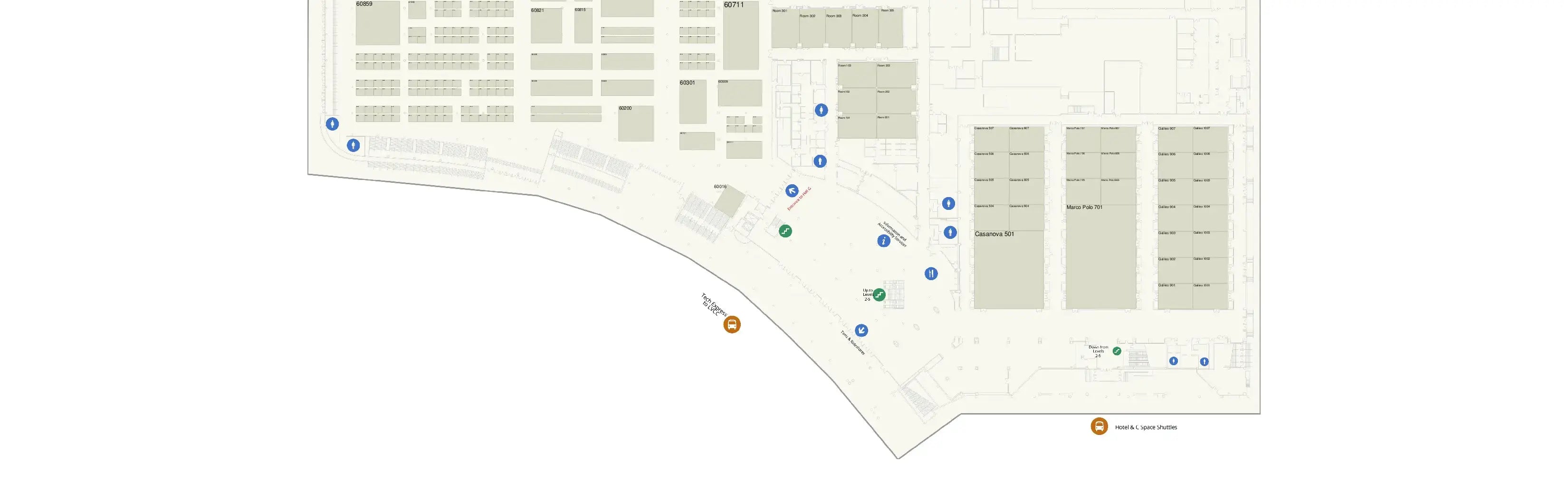 A detailed map showing how to find the Memomind booth at CES® 2026, located at The Venetian Las Vegas, Galileo 1005 meeting room.